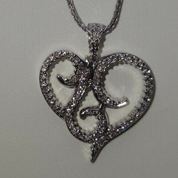 14K White Gold .50 CTW Diamond Heart Necklace